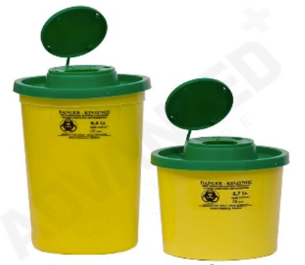 Plastic - Sharps Container Needle Disposal with Lid 2,7L - 5,4L