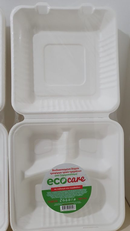 Food Products - Ecocare  Disposable  Takeaway Lunch Box Container Paper Pulp Sugarcane - (10 pieces - 1150ml)