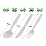 Food Products - Ecocare  Disposable  Forks - Spoons - Knifes from Pulp Sugarcane  White  ( pack of 10 pieces)