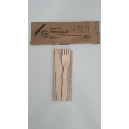 Food Products - Wooden Tableware Set Disposable With Brown Napkin