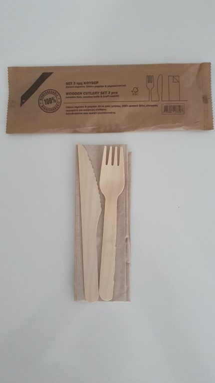 Food Products - Wooden Tableware Set Disposable With Brown Napkin